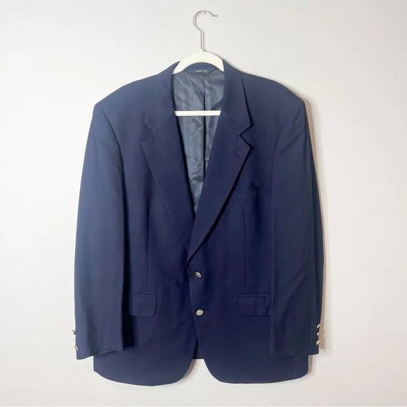 Burberry Vintage Navy Blue Suit Jacket - Picture 1 of 10
